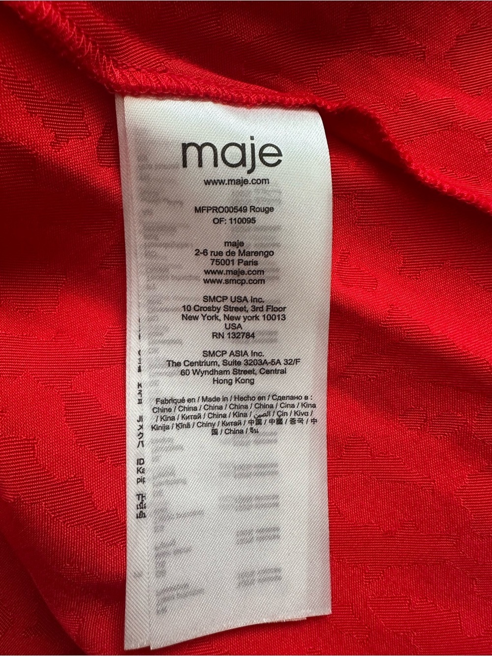 Maje Red Jacquard Smocked Mini Dress Long Sleeve Size 1 - Picture 11 of 16